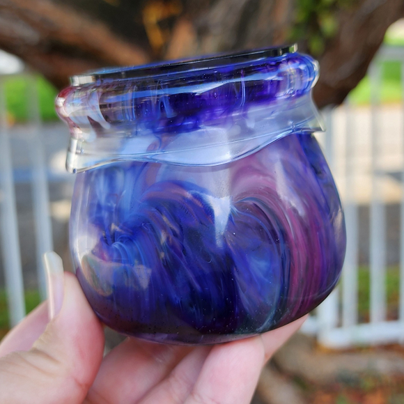 Jam Jar Trinket Storage - Purple Swirls