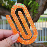 Jumbo Paper Clip Bookmark - Orange Color Shifting Glitter