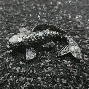 Resin Koi Fish - Black with Holographic Glitter