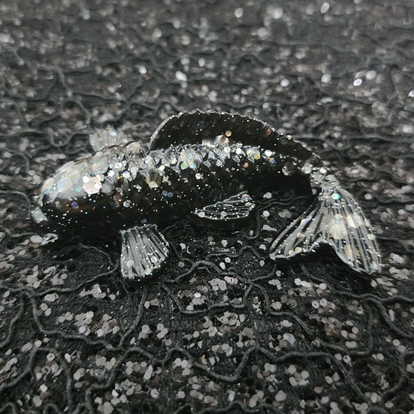 Resin Koi Fish - Black with Holographic Glitter