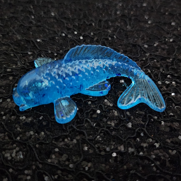 Resin Koi Fish - Blue with Blue Flakies