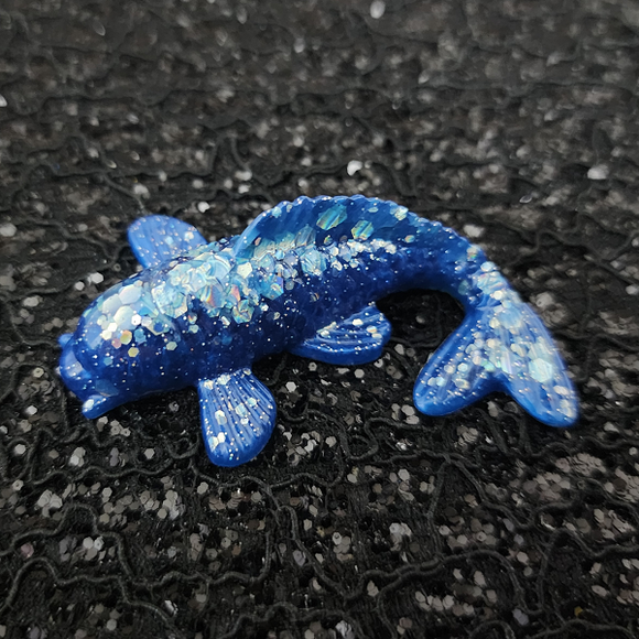 Resin Koi Fish - Blue with Holographic Glitter