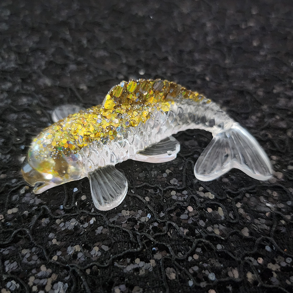 Resin Koi Fish - Clear with Gold and Holographic Glitter