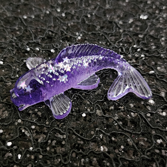 Resin Koi Fish - Dark Purple with Star Glitter