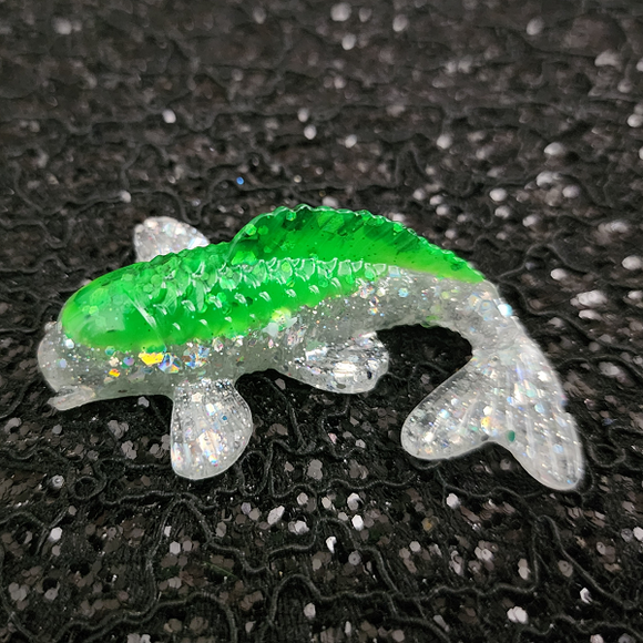 Resin Koi Fish - Green Glitter and Holographic Glitter