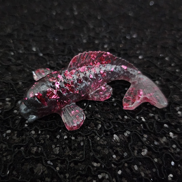 Resin Koi Fish - Gunmetal with Pink Flakies