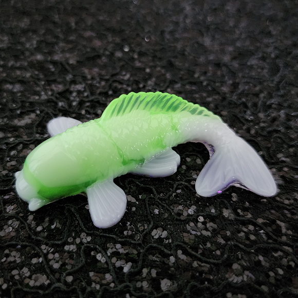 Resin Koi Fish - Lime Green with White