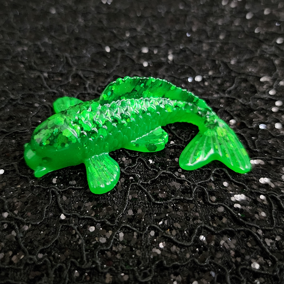 Resin Koi Fish - Neon Green with Green Glitter