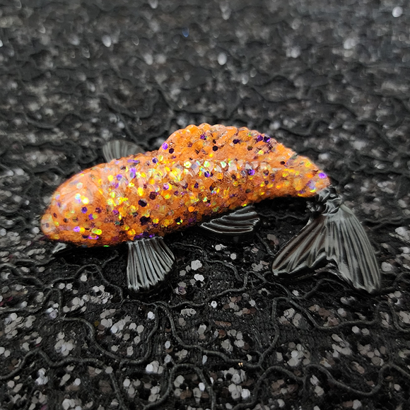 Koi Fish - Orange and Purple Glitter with Black