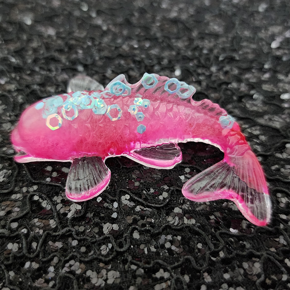 Koi Fish - Pink with Blue Circle Glitter