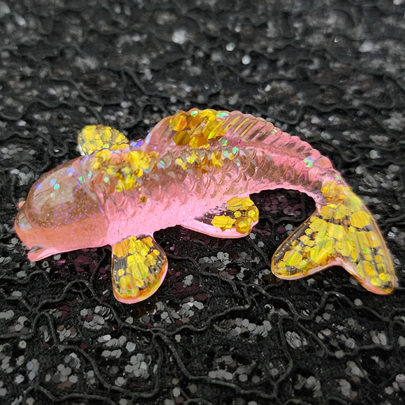 Koi Fish - Pink with Gold Glitter Fins
