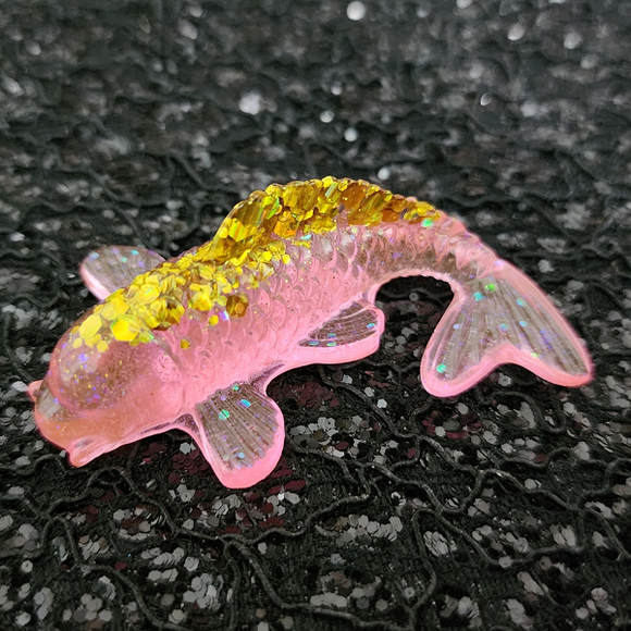 Koi Fish - Pink with Gold Glitter