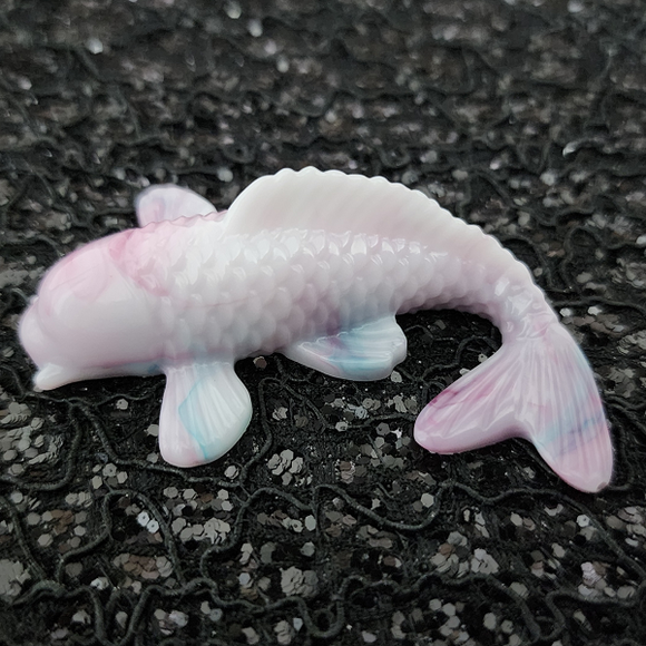 Koi Fish - White with Teal and Magenta Swirls
