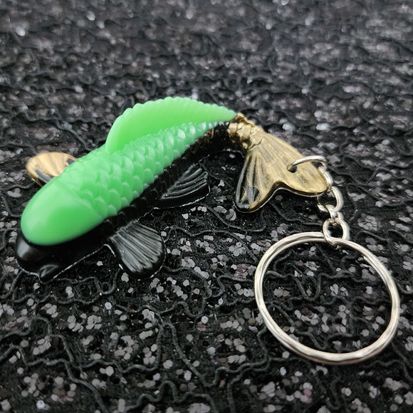 Koi Fish Keychain - Jade, Black and Gold