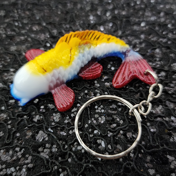 Koi Fish Keychain - Yellow, White, Blue and Red