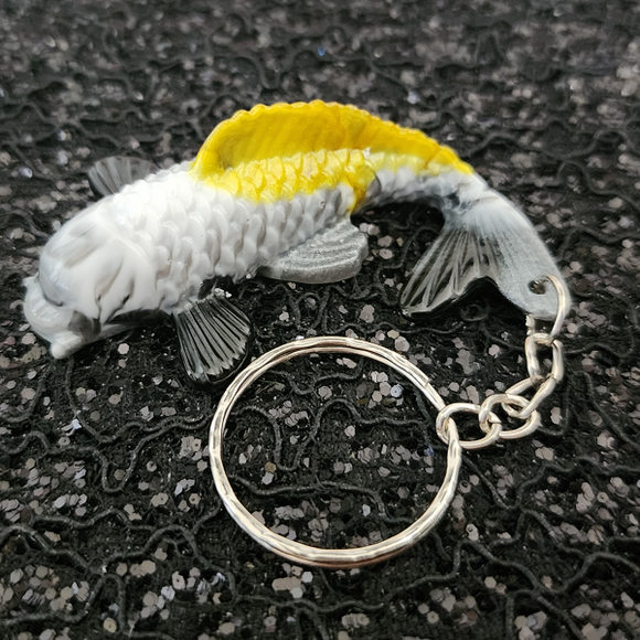 Koi Fish Keychain - Yellow, White and Black