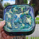 Resin Large Mountain Themed Storage Box - Glitter Tops with Blue, Purple and Green Marbled