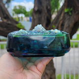 Resin Large Mountain Themed Storage Box - Glitter Tops with Blue, Purple and Green Marbled