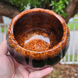 Resin Large Pumpkin Trinket Storage - Black with Orange and Brown Glitter