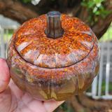 Resin Large Pumpkin Trinket Storage - Multicolored Fall Glitter with Browns and Golds