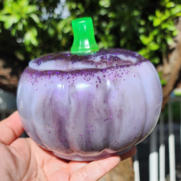 Large Pumpkin Trinket Storage - Purple with Glitter