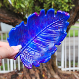 Resin Leaf Tray - Blue and Purple with Silver Foiled Bottom