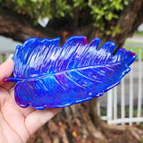 Resin Leaf Tray - Blue and Purple with Silver Foiled Bottom