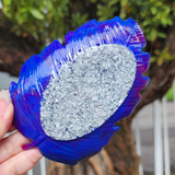 Resin Leaf Tray - Blue and Purple with Silver Foiled Bottom
