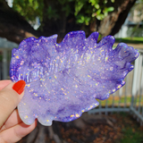 Resin Leaf Tray - Purple with Iridescent Glitter