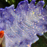 Resin Leaf Tray - Purple with Iridescent Glitter