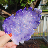 Resin Leaf Tray - Purple with Iridescent Glitter