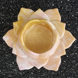 Lotus Candle Holder - Pink, Gold & White Marbled