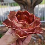 Lotus Candle Holder - Red, Orange and Gold Marbled