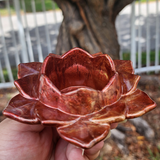 Lotus Candle Holder - Red, Orange and Gold Marbled
