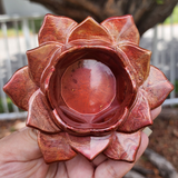 Lotus Candle Holder - Red, Orange and Gold Marbled