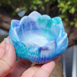 Resin Lotus Trinket Dish - Blue, Turquoise, Purple and White