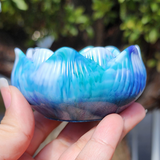 Resin Lotus Trinket Dish - Blue, Turquoise, Purple and White