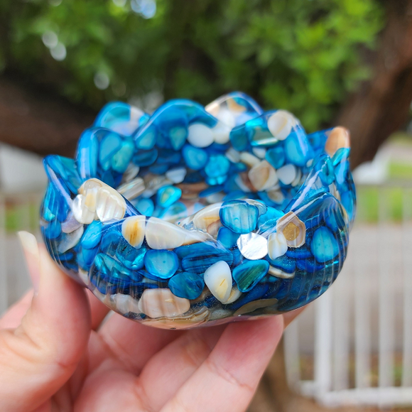 Resin Lotus Trinket Dish - Crushed Shells