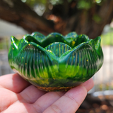 Resin Lotus Trinket Dish - Green and Yellow with Gold Glitter