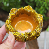 Resin Lotus Trinket Dish - Orange with Gold Glitter