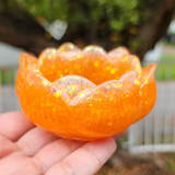 Resin Lotus Trinket Dish - Orange with Opal Glitter