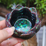 Resin Lotus Trinket Dish - Pink Iridescent Glitter with Black