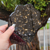 Resin Mandala Coaster Set - Black with Gold and Silver Foil