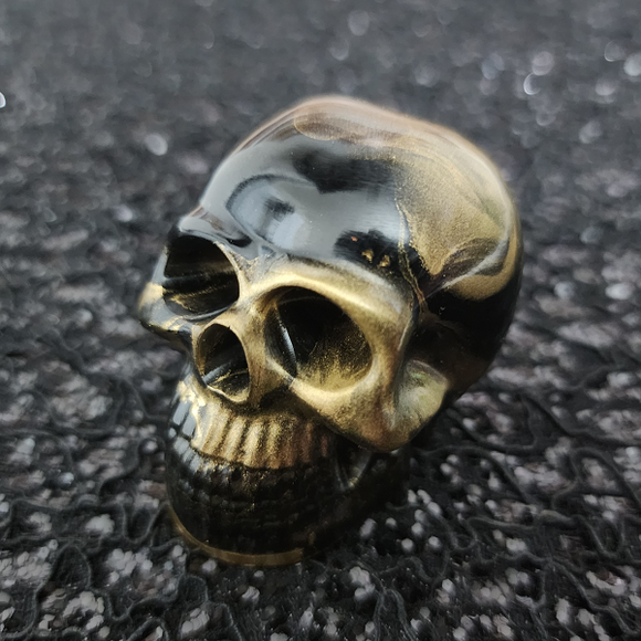 Mini Skull - Black and Gold Marbled