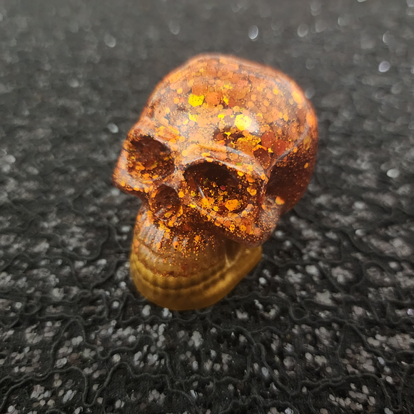 Resin Mini Skull - Fall Glitter and Gold