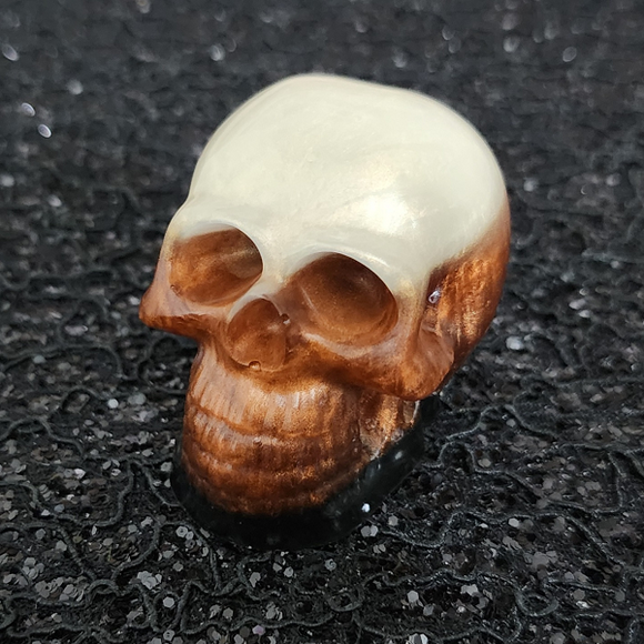 Resin Mini Skull - Iridescent Orange with Copper