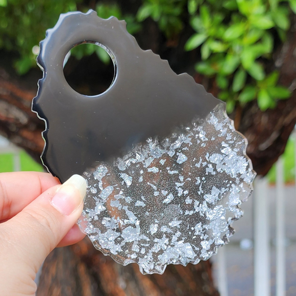 Resin Mixing Palette - Black with Silver Flakies