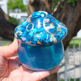 Resin Mushroom Jar - Crushed Sea Shells