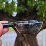 Pan Shape Tealight Holder - Black with Silver Swirls