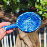 Resin Pan Shape Tealight Holder - Blue and Holographic Glitter